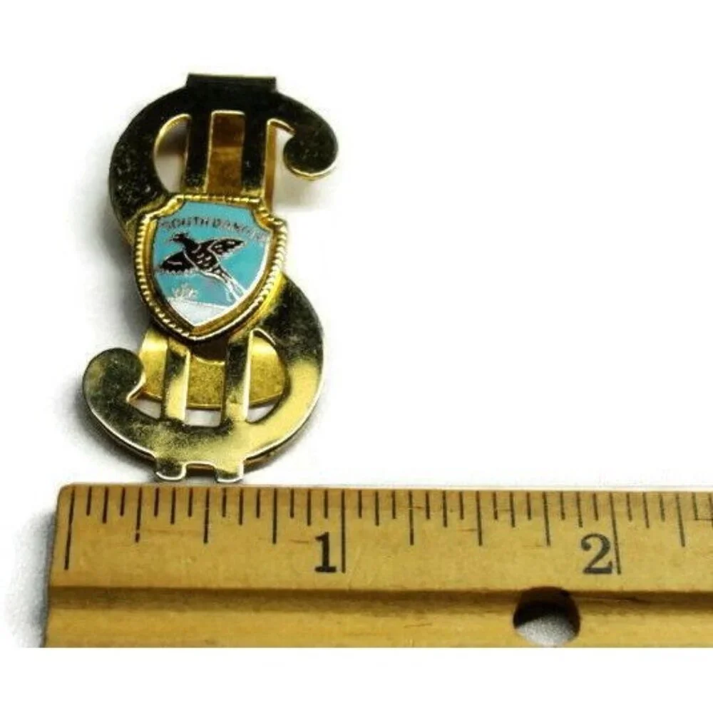 South Dakota Money Clip Pheasant Gold Tone Steel Credit Card Cash